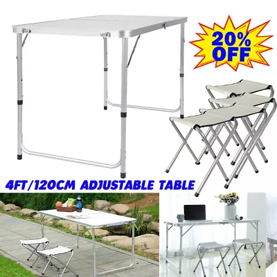 120cm Outdoor Foldable Portable Picnic Camping Garden Folding Table /4 Chair Set • £28.78