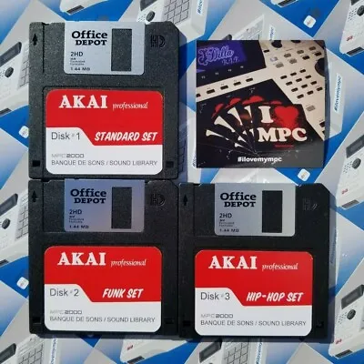 Akai MPC 2000 Sound Library 3 DISKS Drum Kit Sample Pack Floppy Disk 2000XL • $14.99