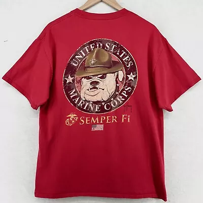 GUY HARVEY USMC MARINE CORPS SEMPER FI BULLDOG Shirt Mens XL Red • $11.50