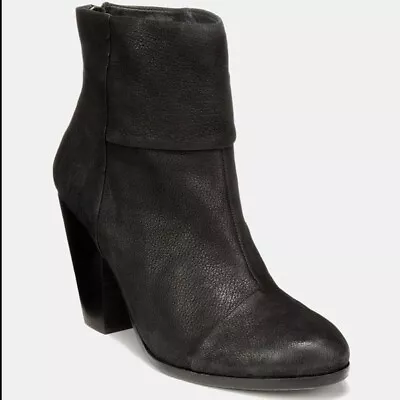 Vince Camuto Hadley Black Leather Cuffed Vintage Zip Ankle Booties 9.5M Preowned • $39.95