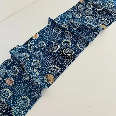Blue Parasol #C 6x55 Vintage Chirimen Japanese Kimono Silk Fabric CF56 • $6.99