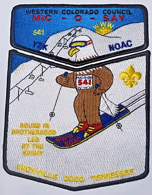 Lodge # 541 Mic-O-Say Skiing Eagle Black Brd 2 Piece OA Flap Set NOAC 2000 MINT • $8.99