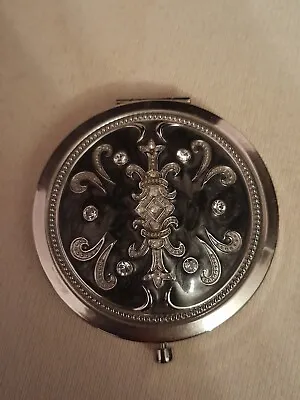 Silver Toned Bejeweled Compact Mirror Argento SC • $5