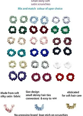 £3.50 • Buy 2x Satin Scrunchies SMALL SKINNY Hair Ties Girls Ponytail Holder Ponytail Bobble