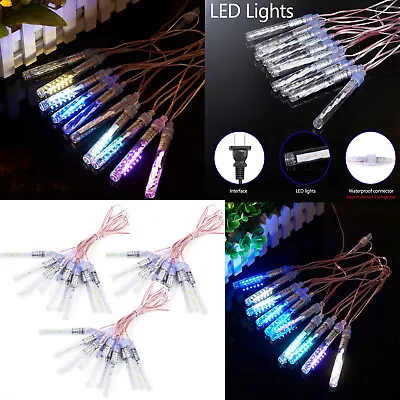 3 Strings 10cm 120LED Lights Meteor Shower Rain 10 Tube Xmas Snowfall Tree Light • $36.09