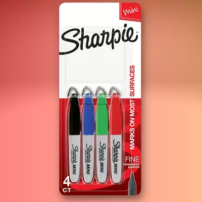 SHARPIE Mini Permanent Markers Fine Point Assorted Colors 4 Count For Office • $11.69