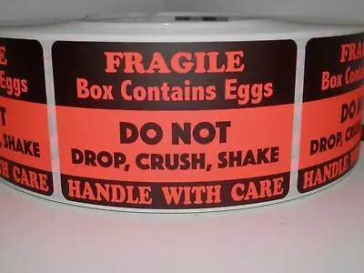 50 Stickers 2x3 Warning Label BOX CONTAINS EGGS DO NOT DROP CRUSH SHAKE Red • $9.55