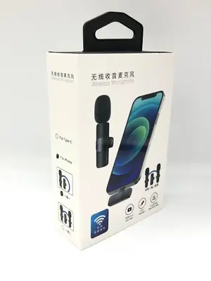 Wireless Lightning Microphone For Apple IPhone Ipad Vlog Live Stream Mic - Black • £8.99