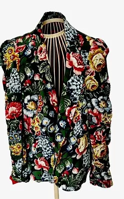 ZARA Floral Summer BLAZER JACKET - Size L • $44.20