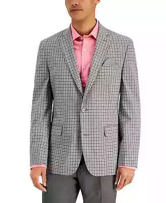 Bar III Blazer Mens Size 40S Gray Pattern Plaid Slim Fit Stretch Jacket NWT • $29.99