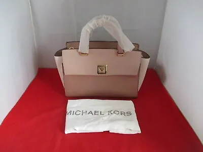 Michael Kors Sylvia Tricolor Crossgrain Leather Top Zip Satchel $328 Pink  #3239 • $119.99