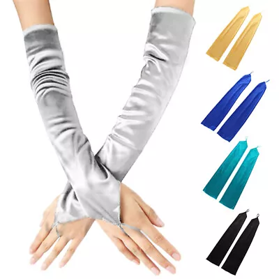 $7.90 • Buy Womens Evening Dress Retro Banquet Etiquette Hook Finger Long Fingerless Gloves