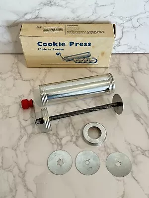 Vintage Swedish SVEICO Cookie Press Original Box *ONLY 3 CUT OUTS* • $69