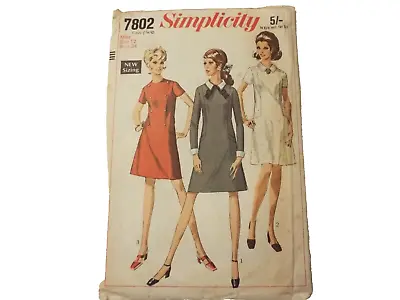 Vintage Simplicity 60s+  Dress Pattern No 7802 Size 12 • £4.20