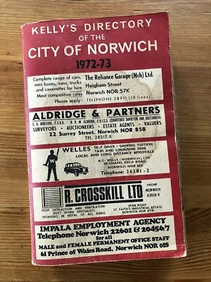 Kelly's Directory - City Of Norwich  RARE Vintage 1972-3  Edition 27 Soft Cover • £24.50