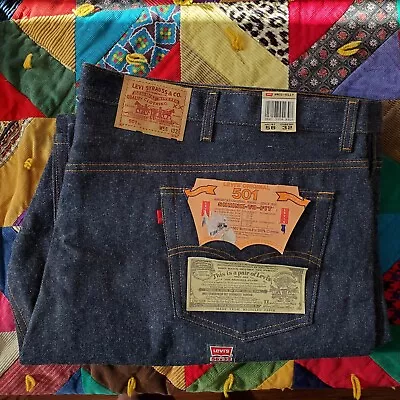 Vintage 90s 501 XX Levis Shrink To Fit Deadstock Raw Rigid Denim Jeans 56x32 NWT • $122