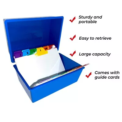 £8.99 • Buy Indigo Index Card Box Record Card Boxes Complete With A-Z Guide Cards 5X3 Blue