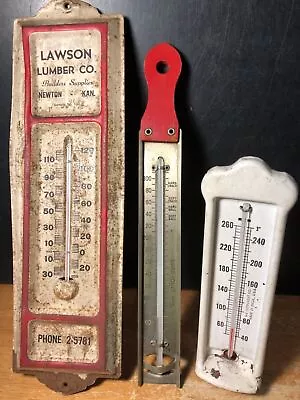 Vintage Metal Thermometers Lawson Lumber Advertising Lot Of 3 • $33.25