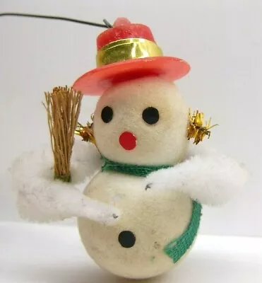 Miniature Flocked Snowman Vintage Christmas Ornament Mini Snowman • $6.88