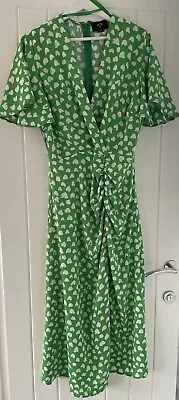  AX Paris Green Heart Print Midi Wrap Dress Size 14 💚 • £16.50