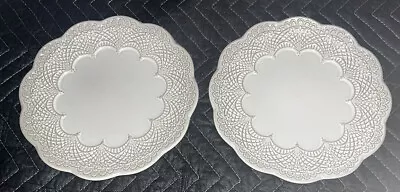$21.99 • Buy Lenox Plates Chelsea Muse Set Of Two Grey Scolloped Great Condition Fast Ship