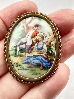 Vintage Art Deco French Limoges Porcelain Hand Painted ? Courting Couple Signed • £35