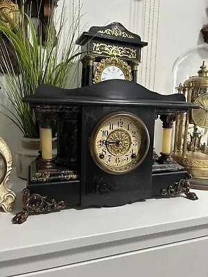 Seth Thomas Adamantine Mantle Clock Shasta Model 35 C1900 . Missing Glass. • $150