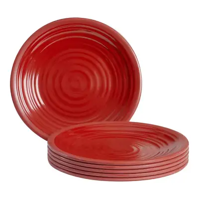 (Set Of 6) Taryn Melamine Ribbed Salad Accent Dinner Plates In Red Or White • $19.29