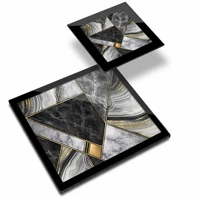 £19.99 • Buy Glass Placemat  & Coaster - Marble Granite Agate Effect Collage  #21844
