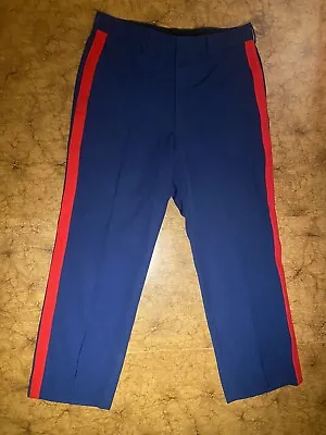 35 Long 35L Marine Corps USMC Dress Blues Trousers Pants NCO Blood Stripe Navy • $44.97