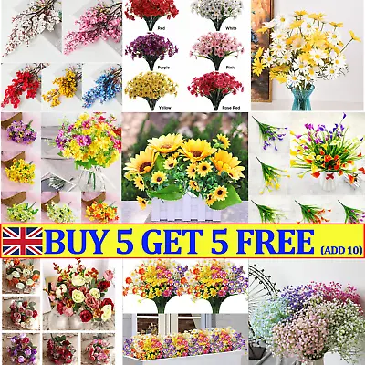 Artificial Stems Flowers Plants Bunch Wedding Home Grave Outdoor Bouquet Decor • £3.79