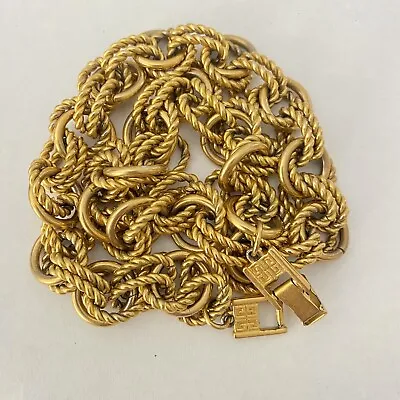 Vintage Chunky Double Rope Cable Chain Givenchy Etruscan Gold Necklace 19” • $129