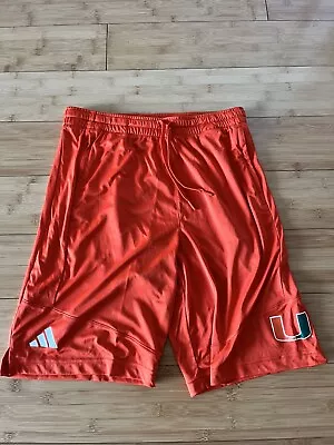 Miami Hurricanes Adidas Football Men's Team Issued Shorts Orange Medium NWOT • $29.99