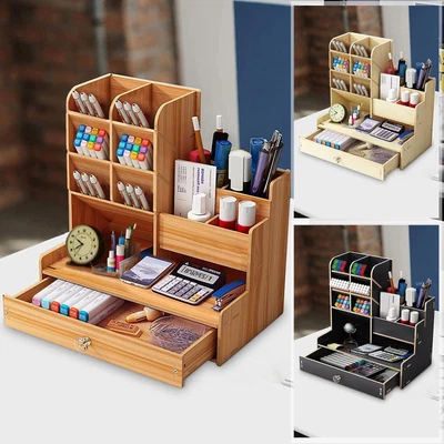£9.49 • Buy Wooden Assembled Desk Table Organizer Pen Colored Wood Gift Pen Holder Pen UK