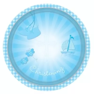 Christening Baptism Party Supplies Blue Boy Lunch Plates (Pk.8) • $13.95