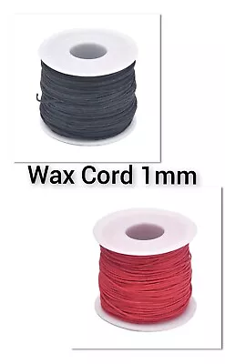 1mm Waxed Cotton Cord Jewellery Making Bracelet Necklace Craft Thread 10m Black • £1.69
