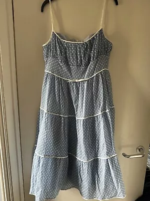 Marilyn Monroe Replica Blue And White Polka Dot Summer Dress Size 12 UK NWT • £35