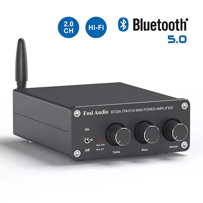 Fosi Audio BT20A 2 Channel Bluetooth 5.0 Amplifier Stereo Amp Receiver Class D • $98.99