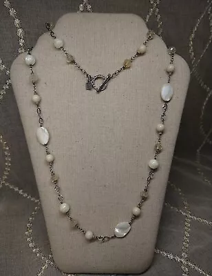 Silpada Sterling Silver Mother Of Pearl Quartz Coco Bead Toggle Necklace N1504 • $28.99