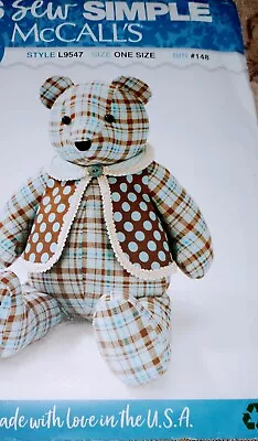 18 Inch Memory Teddy Bear And Vest McCalls Sewing Pattern L9547 Its So Simple • $18