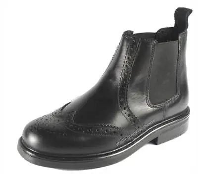 Appleby Kids Black Brogue Pull On Chelsea Boots JR 9- UK 6 • £19.99