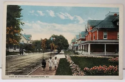 Hagerstown Md View On Broadway Colored Photo 1919 To Big Pool Md  Postcard E1 • $13.95