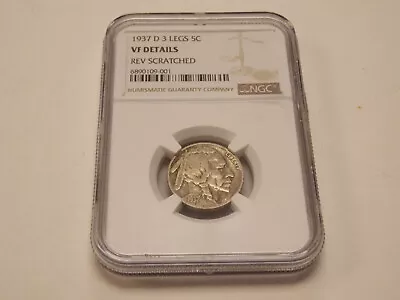 1937 D 3 Legs Indian Head Buffalo Nickel VERY FINE DETAILS - NGC GRADED 5C • $750