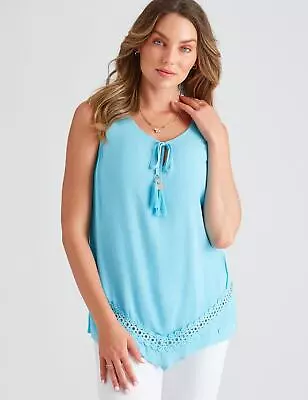 ROCKMANS - Womens Swimwear -  Sleeveless Woven Eyelet Trim Tankini • £14.42