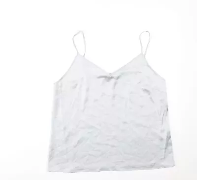 Marks And Spencer Womens Silver Polyester Camisole Tank Size 16 V-Neck • £5.25