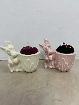 Vtg Shawnee Miniature Scottie Dog Planter Pin Cushion Figural Set 2 As Is • $15.99