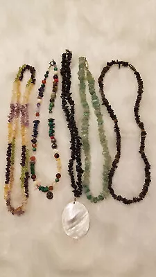 Jewelry Lot Sterling Stone Necklace Lot Mother Pearl Aventurine Amethyst Citrine • $11