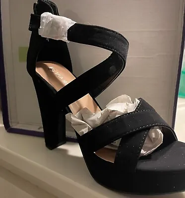Top Moda Size 8 Shoes Black Platform Chunky Heel Lovely 86 • $32
