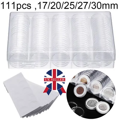 100Pc Round Coin Cases Washers Plastic Capsules Holder Collection Storage Box UK • £8.55