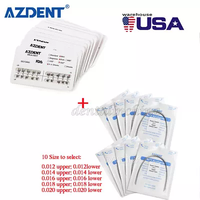 AZDENT Dental Ortho Metal Brackets Mini Roth+ Super Elastic Niti Arch Wire Round • $31.10